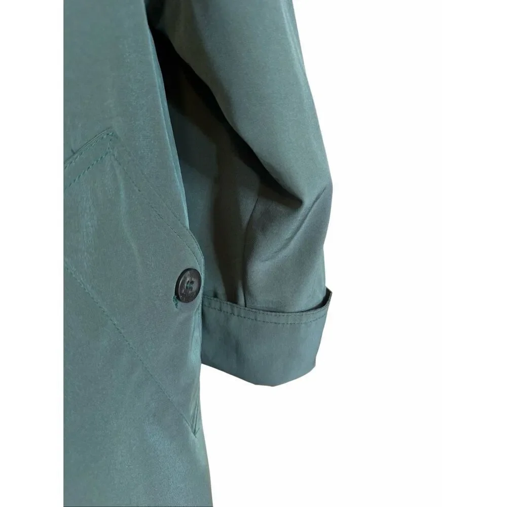 Vintage Utex Eaton Button Front Trench Coat with Shoulder Pads Green Size 10